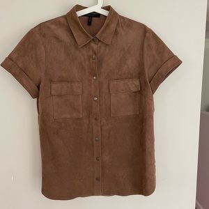 BCBG Maxazria faux leather top